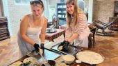 Cooking, drinking tea, talking and laughing