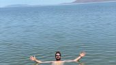 Floating in the great salt lake on 2 hour boat tour